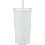 Nina 18 oz Leakproof Twist & Lock Vacuum Tumbler with Straw — White (WH) — blank front view — 14