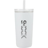 Nina 18 oz Leakproof Twist & Lock Vacuum Tumbler with Straw — White (WH) — decorated front view — 12