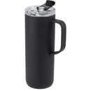 Whitney 20 oz Recycled Tall Tumbler with Flip Lid — Black (BK) — blank left angle