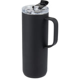 Whitney 20 oz Recycled Tall Tumbler with Flip Lid — Black (BK) — blank left angle — 19