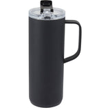 Whitney 20 oz Recycled Tall Tumbler with Flip Lid — Black (BK) — blank front view — 12