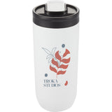 Joshua 17 oz Recycled Insulated Travel Tumbler — White (WH) — decorated front view — 2