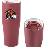 Patti 20 oz Ceramic-Lined Vacuum Tumbler with 360 Lid — Maroon (MR) — decorated left angle — 20
