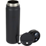 Kara 24 oz Recycled Insulated Bottle with Swivel Lid — Black (BK) — blank detail view — 25
