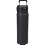 Kara 24 oz Recycled Insulated Bottle with Swivel Lid — Black (BK) — blank front view — 21
