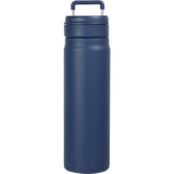Kara 24 oz Recycled Insulated Bottle with Swivel Lid — Navy (NY) — blank front view — 13