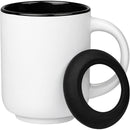 Isaac 14 oz Ceramic Mug with Rubber Bottom — White — blank detail view
