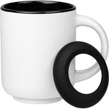 Isaac 14 oz Ceramic Mug with Rubber Bottom — White — blank detail view — 15