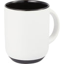 Isaac 14 oz Ceramic Mug with Rubber Bottom — White/Black — blank right angle