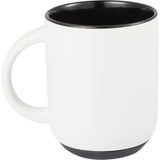Isaac 14 oz Ceramic Mug with Rubber Bottom — White — blank back view — 12