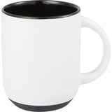 Isaac 14 oz Ceramic Mug with Rubber Bottom — White — blank front view — 10