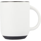 Isaac 14 oz Ceramic Mug with Rubber Bottom — White — blank front view — 11
