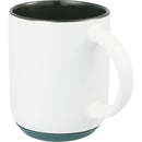 Isaac 14 oz Ceramic Mug with Rubber Bottom — White/Green — blank left angle