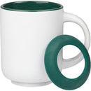 Isaac 14 oz Ceramic Mug with Rubber Bottom — White/Green — blank detail view