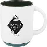 Isaac 14 oz Ceramic Mug with Rubber Bottom — White — decorated front view — 3