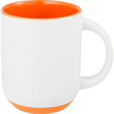 Isaac 14 oz Ceramic Mug with Rubber Bottom — White — blank front view — 32