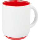 Isaac 14 oz Ceramic Mug with Rubber Bottom — White/Red — blank right angle
