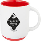 Isaac 14 oz Ceramic Mug with Rubber Bottom — White — decorated front view — 25