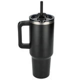 Pinnacle 40oz Vacuum Insulated Travel Tumbler — Black (BK) — blank back view — 32