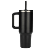 Pinnacle 40oz Vacuum Insulated Travel Tumbler — Black (BK) — blank back view — 33