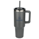 Pinnacle 40oz Vacuum Insulated Travel Tumbler — Gray (GY) — decorated front view — 48