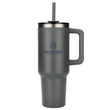 Pinnacle 40oz Vacuum Insulated Travel Tumbler — Gray (GY) — decorated front view — 49