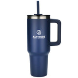 Pinnacle 40oz Vacuum Insulated Travel Tumbler — Navy (NY) — decorated front view — 15