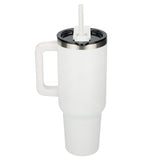 Pinnacle 40oz Vacuum Insulated Travel Tumbler — White (WH) — blank back view — 10