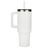 Pinnacle 40oz Vacuum Insulated Travel Tumbler — White (WH) — blank back view — 11