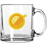 Libbey 13 oz Glass Coffee Mug — Clear (CL) — decorated front view — 2