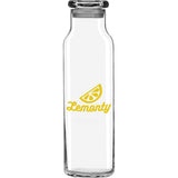 Libbey 24 oz Glass Water Bottle with Press-On Lid — Clear (CL) — decorated front view — 3