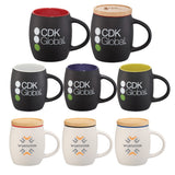 Hearth Ceramic Mug with FSC®100% Wood Lid/Coaster 15oz — Black — decorated front view — 13