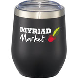 Corzo Copper Vacuum Insulated Cup 12oz — Black (BK) — decorated front view — 20