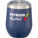 Corzo Copper Vacuum Insulated Cup 12oz — Navy (NY) — decorated front view — 16