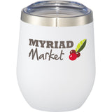 Corzo Copper Vacuum Insulated Cup 12oz — White (WH) — decorated front view — 12