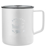 Rover Copper Vacuum Insulated Camp Mug 14oz — White (WH) — decorated front view — 6