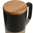 Tahoe Tea & Coffee Ceramic Mug with Wood Lid 16oz — Black (BK) — blank product view
