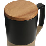 Tahoe Tea & Coffee Ceramic Mug with Wood Lid 16oz — Black (BK) — blank product view — 9