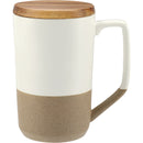 Tahoe Tea & Coffee Ceramic Mug with Wood Lid 16oz — White (WH) — blank front view