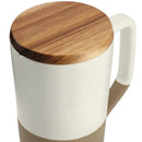 Tahoe Tea & Coffee Ceramic Mug with Wood Lid 16oz — White (WH) — blank product view