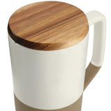 Tahoe Tea & Coffee Ceramic Mug with Wood Lid 16oz — White (WH) — blank product view — 17