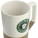 Tahoe Tea & Coffee Ceramic Mug with Wood Lid 16oz — White (WH) — decorated product view
