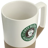Tahoe Tea & Coffee Ceramic Mug with Wood Lid 16oz — White (WH) — decorated product view — 14