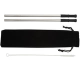 Reusable Stainless steel Straw Set with Brush — Silver (SL) — blank front view — 4