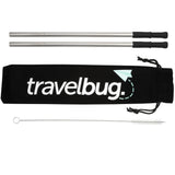 Reusable Stainless steel Straw Set with Brush — Silver (SL) — decorated front view — 2