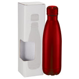 Copper Vacuum Insulated Bottle 17oz w/ Window Box — Red (RD) — blank front view — 9