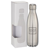 Copper Vacuum Insulated Bottle 17oz w/ Window Box — Silver (SL) — decorated front view — 4