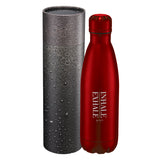 Copper Vac Bottle 17oz With Cylindrical Box — Red (RD) — decorated front view — 6