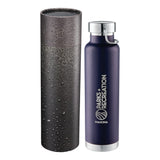 Thor Copper Vac Bottle 22oz With Cylindrical Box — Navy (NY) — decorated front view — 6