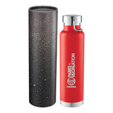 Thor Copper Vac Bottle 22oz With Cylindrical Box — Red (RD) — decorated front view — 16